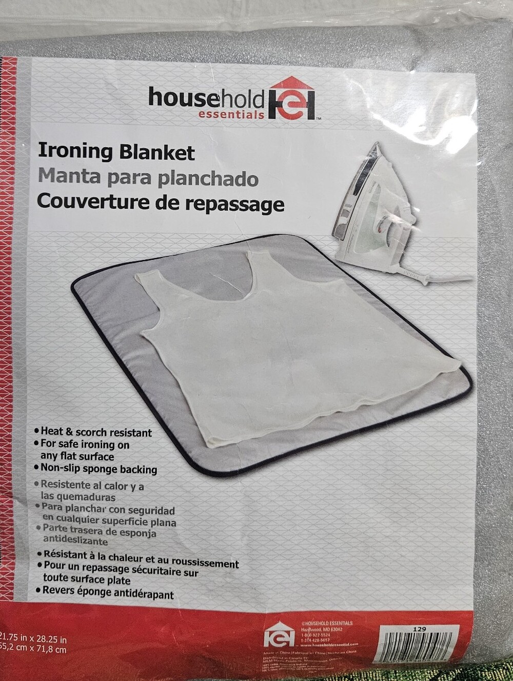 Household Essentials Ironing Blanket in Silver/Black Trim